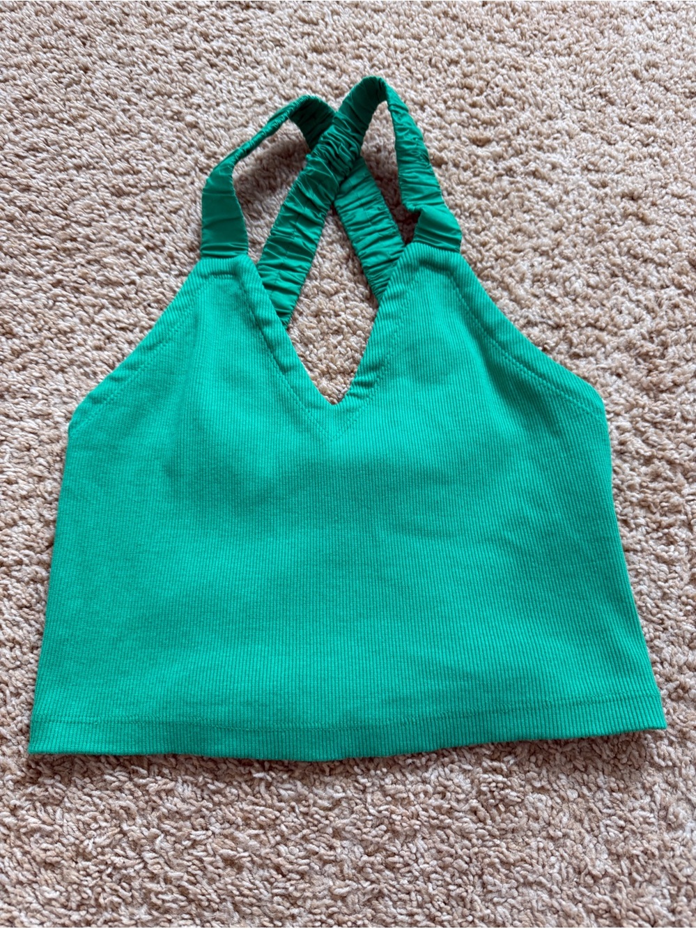 Anthropologie - Maeve Green Ribbed Crisscross Halter Tank Top